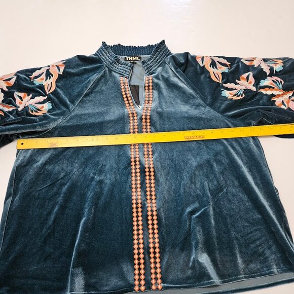 NWT THML Bridgette Top Velvet Embroidered Puff Sleeve XXXL - Picture 13 of 14